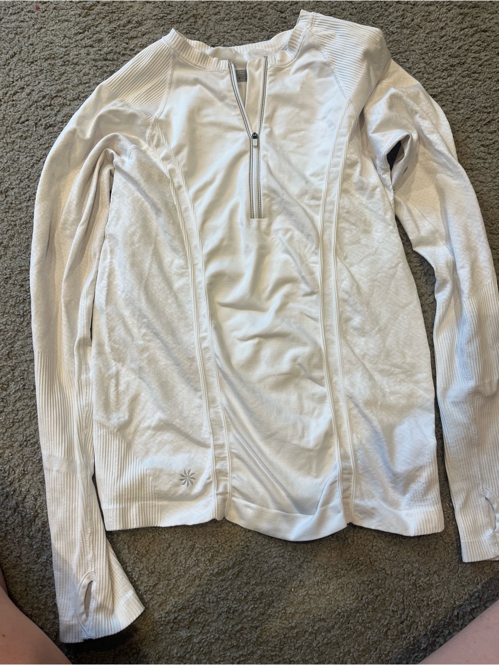 Athleta White Quarter-Zip Long Sleeve Pullover